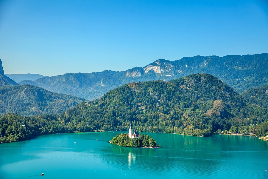 It`s summer time in Bled. The lake is breath-taking and a view on the lake is fantastic.