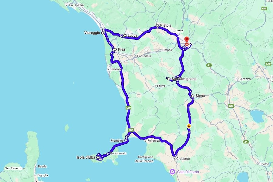 mappa-toscana dal 11-16 ago - toscana e isole delba